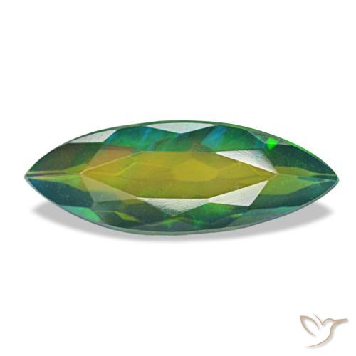 1.50 ct Multicolor Black Opal Gemstone, Black Opal Gem in Marquise Facet Shape for Sale.