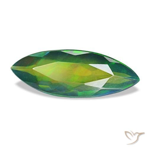1.50 ct Multicolor Black Opal Stone, Natural Black Opal in Marquise Facet Shape for Sale