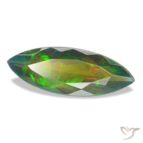 2.28 ct Multicolor Black Opal Stone, Natural Black Opal in Marquise Facet Shape for Sale