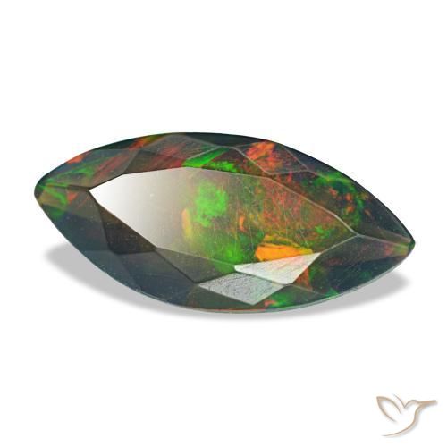 1.00 ct Multicolor Black Opal Stone, Natural Black Opal in Marquise Facet Shape for Sale