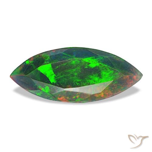 1.50 ct Multicolor Black Opal Gemstone, Black Opal Gem in Marquise Facet Shape for Sale.
