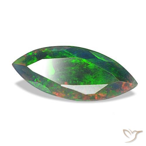 1.50 ct Multicolor Black Opal Stone, Natural Black Opal in Marquise Facet Shape for Sale