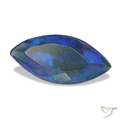 0.96 ct Multicolor Black Opal Stone, Natural Black Opal in Marquise Facet Shape for Sale