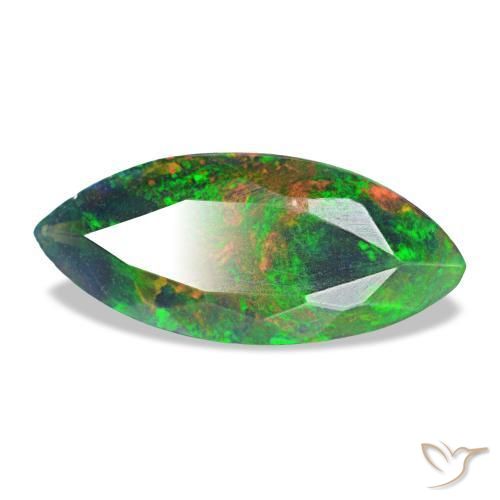 1.44 ct Multicolor Black Opal Stone, Natural Black Opal in Marquise Facet Shape for Sale