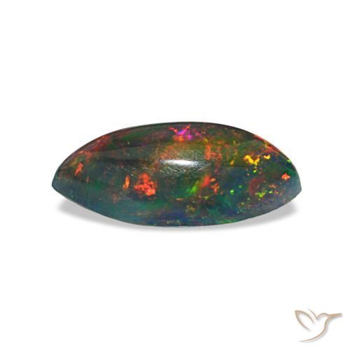 Black Opal Gemstone in 10 x 5 mm (calibrated) Size for Sale, Black Opal Stone in Multicolor Color