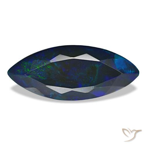 3.65 ct Multicolor Black Opal Gemstone, Black Opal Gem in Marquise Facet Shape for Sale.