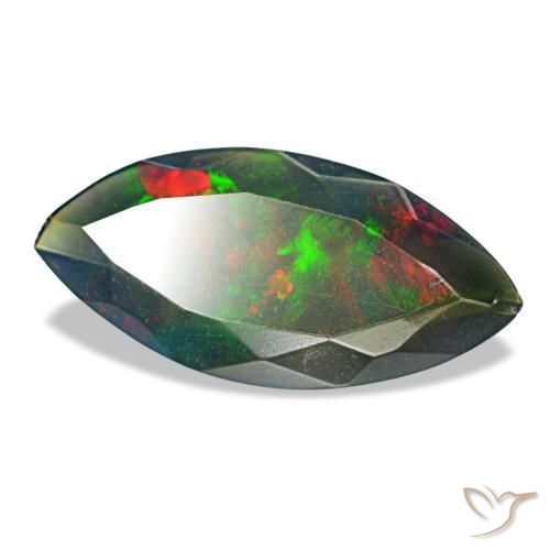 1.29 ct Multicolor Black Opal Stone, Natural Black Opal in Marquise Facet Shape for Sale