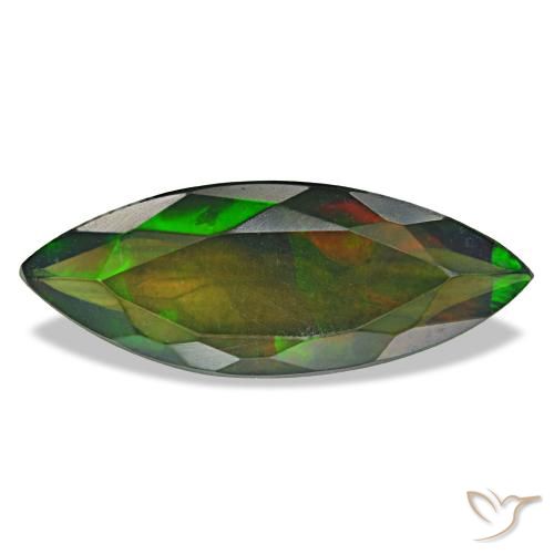 2.60 ct Multicolor Black Opal Gemstone, Black Opal Gem in Marquise Facet Shape for Sale.