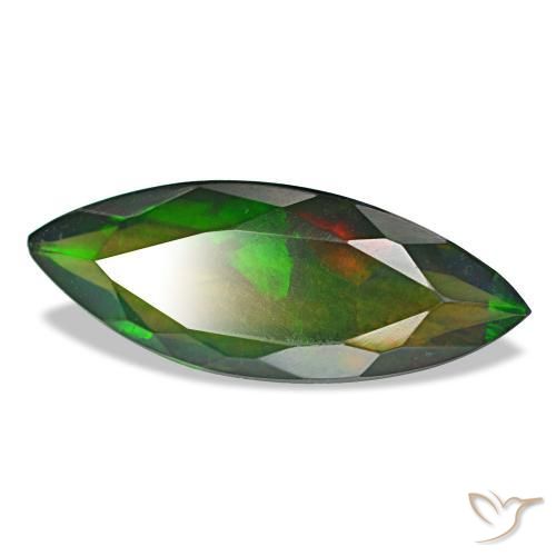 2.60 ct Multicolor Black Opal Stone, Natural Black Opal in Marquise Facet Shape for Sale