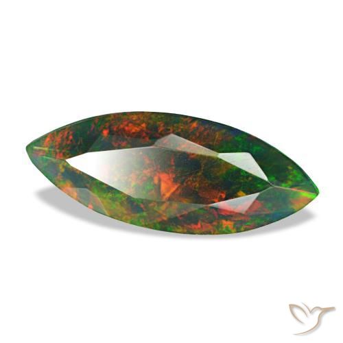 1.68 ct Multicolor Black Opal Stone, Natural Black Opal in Marquise Facet Shape for Sale
