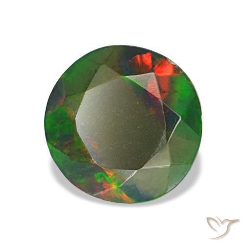 1.13 ct Multicolor Black Opal Stone, Natural Black Opal in Round Facet Shape for Sale
