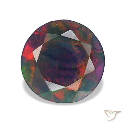 1.18 ct Multicolor Black Opal Gemstone, Black Opal Gem in Round Facet Shape for Sale.