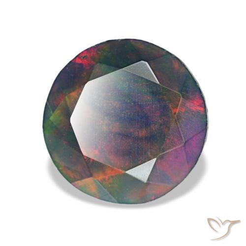 1.18 ct Multicolor Black Opal Stone, Natural Black Opal in Round Facet Shape for Sale