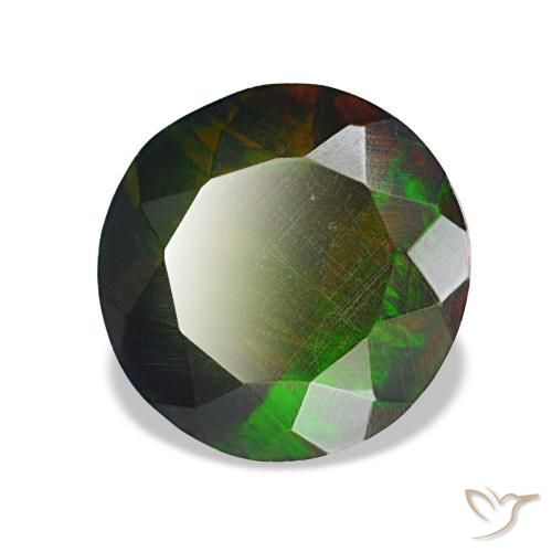 1.69 ct Multicolor Black Opal Stone, Natural Black Opal in Round Facet Shape for Sale