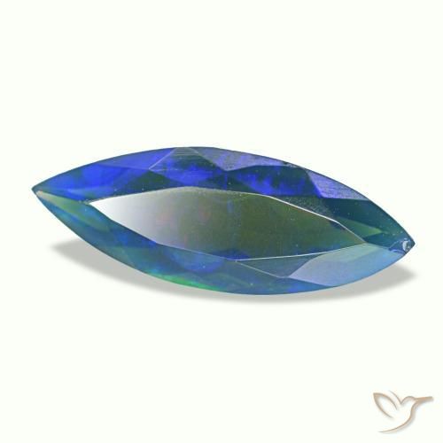 1.12 ct Multicolor Black Opal Stone, Natural Black Opal in Marquise Facet Shape for Sale