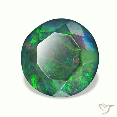 1.62 ct Multicolor Black Opal Stone, Natural Black Opal in Round Facet Shape for Sale