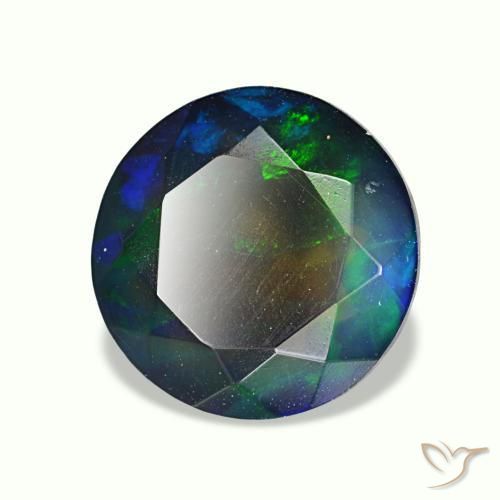 1.91 ct Multicolor Black Opal Stone, Natural Black Opal in Round Facet Shape for Sale