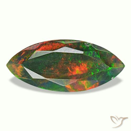 1.49 ct Multicolor Black Opal Gemstone, Black Opal Gem in Marquise Facet Shape for Sale.