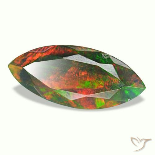 1.49 ct Multicolor Black Opal Stone, Natural Black Opal in Marquise Facet Shape for Sale
