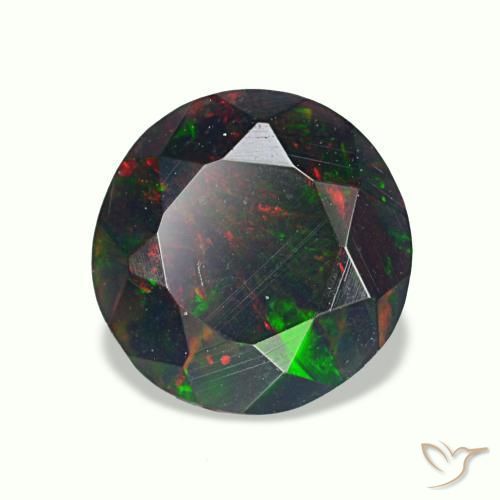 0.75 ct Multicolor Black Opal Stone, Natural Black Opal in Round Facet Shape for Sale