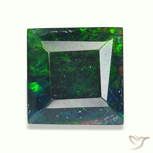 1.57 ct Multicolor Black Opal Gemstone, Black Opal Gem in Square Facet Shape for Sale.