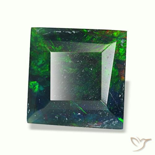 1.57 ct Multicolor Black Opal Stone, Natural Black Opal in Square Facet Shape for Sale