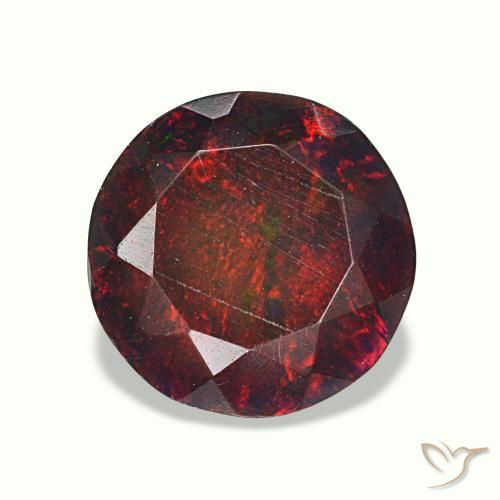 1.33 ct Multicolor Black Opal Gemstone, Black Opal Gem in Round Facet Shape for Sale.