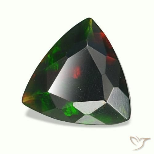 1.19 ct Multicolor Black Opal Stone, Natural Black Opal in Trillion Facet Shape for Sale