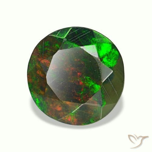 0.95 ct Multicolor Black Opal Stone, Natural Black Opal in Round Facet Shape for Sale