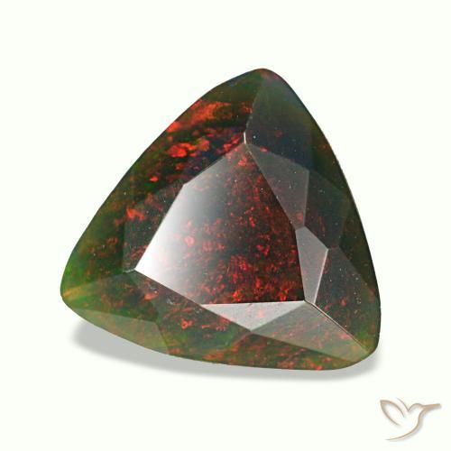 1.27 ct Multicolor Black Opal Stone, Natural Black Opal in Trillion Facet Shape for Sale