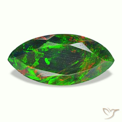 1.98 ct Multicolor Black Opal Gemstone, Black Opal Gem in Marquise Facet Shape for Sale.