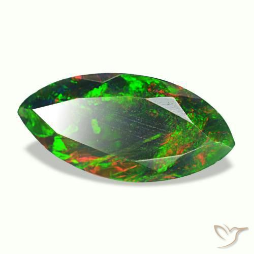 1.98 ct Multicolor Black Opal Stone, Natural Black Opal in Marquise Facet Shape for Sale