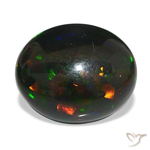 14.55 ct Multicolor Black Opal Gemstone, Black Opal Gem in Oval Cabochon Shape for Sale.