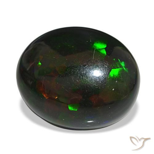 14.55 ct Multicolor Black Opal Stone, Natural Black Opal in Oval Cabochon Shape for Sale