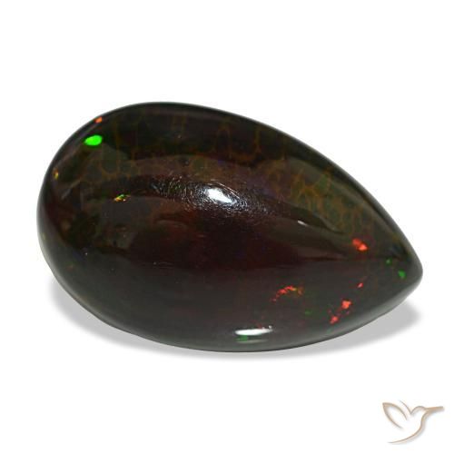13.64 ct Multicolor Black Opal Stone, Natural Black Opal in Pear Cabochon Shape for Sale
