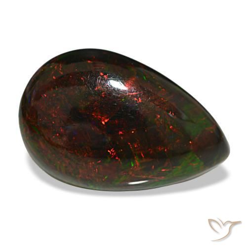 9.50 ct Multicolor Black Opal Stone, Natural Black Opal in Pear Cabochon Shape for Sale