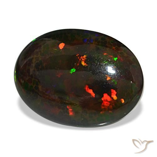 14.90 ct Multicolor Black Opal Stone, Natural Black Opal in Oval Cabochon Shape for Sale