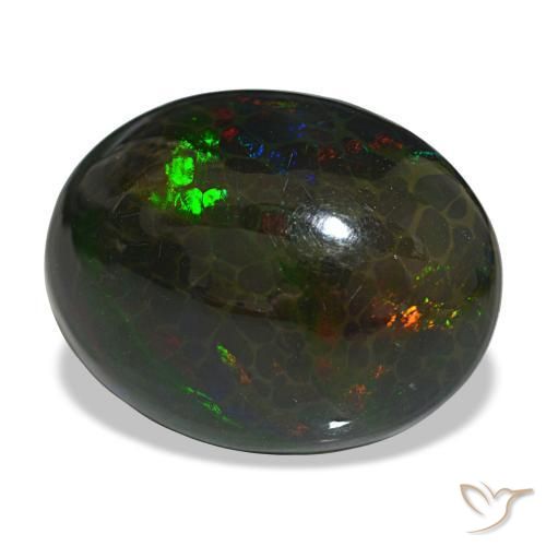 16.29 ct Multicolor Black Opal Stone, Natural Black Opal in Oval Cabochon Shape for Sale