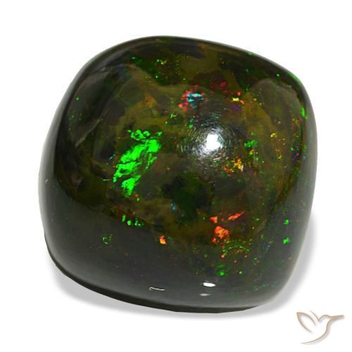 20.02 ct Multicolor Black Opal Stone, Natural Black Opal in Cushion Cabochon Shape for Sale