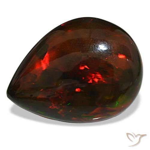 19.33 ct Multicolor Black Opal Gemstone, Black Opal Gem in Pear Cabochon Shape for Sale.