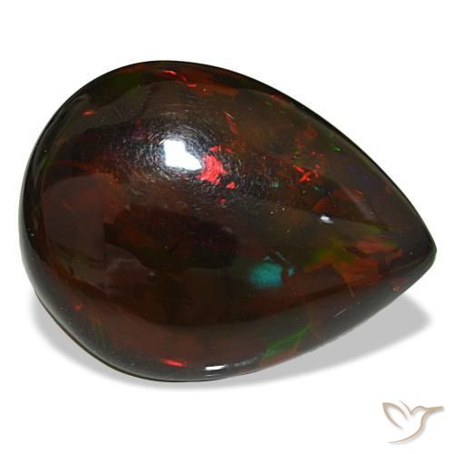 19.33 ct Multicolor Black Opal Stone, Natural Black Opal in Pear Cabochon Shape for Sale