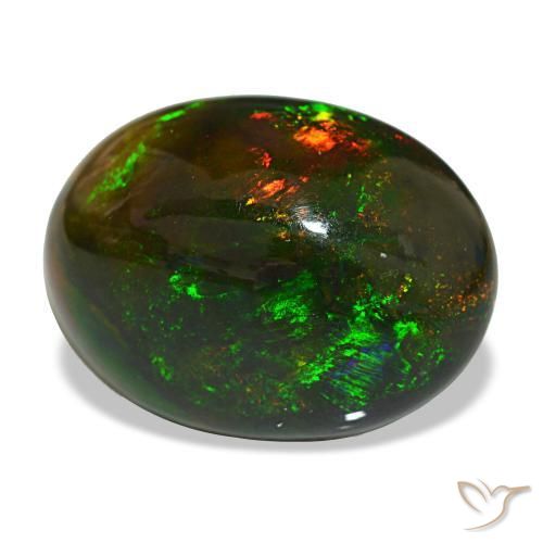 13.97 ct Multicolor Black Opal Stone, Natural Black Opal in Oval Cabochon Shape for Sale