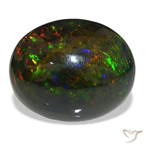 21.50 ct Multicolor Black Opal Gemstone, Black Opal Gem in Oval Cabochon Shape for Sale.