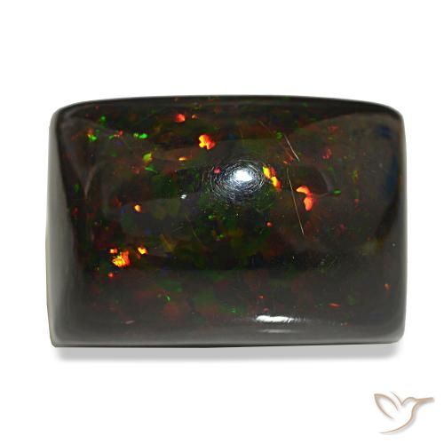 29.90 ct Multicolor Black Opal Gemstone, Black Opal Gem in Baguette Cabochon Shape for Sale.