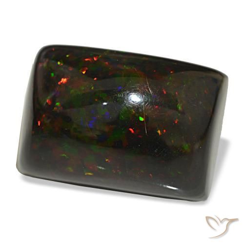 29.90 ct Multicolor Black Opal Stone, Natural Black Opal in Baguette Cabochon Shape for Sale