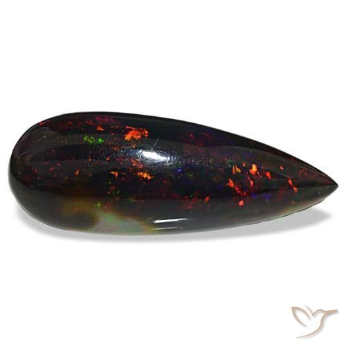 32.18 ct Multicolor Black Opal Stone, Natural Black Opal in Pear Cabochon Shape for Sale