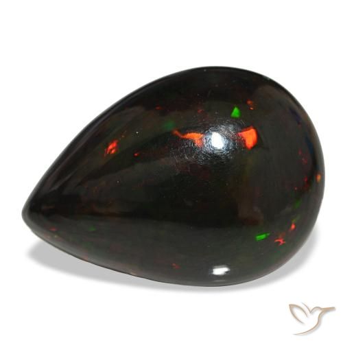 14.48 ct Multicolor Black Opal Gemstone, Black Opal Gem in Pear Cabochon Shape for Sale.