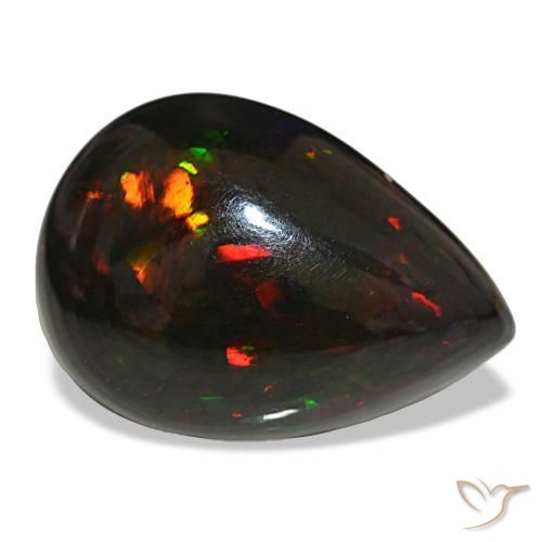 14.48 ct Multicolor Black Opal Stone, Natural Black Opal in Pear Cabochon Shape for Sale