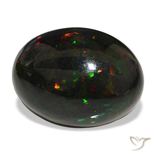 25.47 ct Multicolor Black Opal Stone, Natural Black Opal in Oval Cabochon Shape for Sale