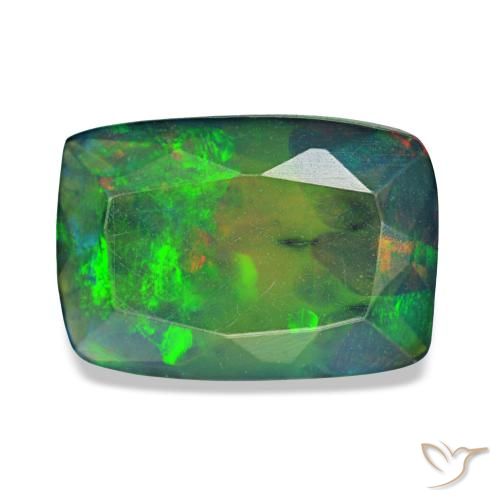 1.36 ct Multicolor Black Opal Gemstone, Black Opal Gem in Cushion-Cut Shape for Sale.